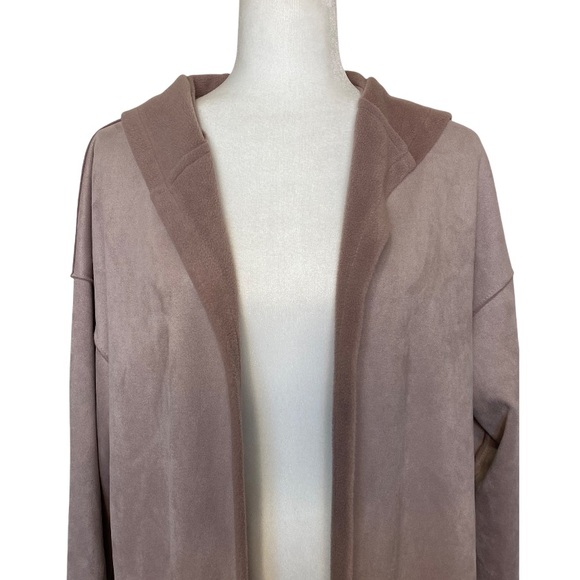 B New York Faux Suede Oversized Hooded Coat in Dusty Blush Size Medium NWT - Picture 5 of 11
